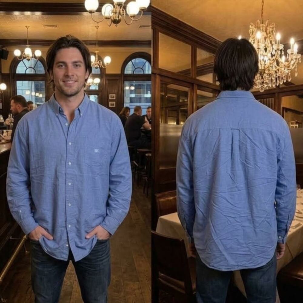 CHAPS Men’s Light Blue Long Sleeve Button Down Shirt Size Big & Tall 4XB 58-60
